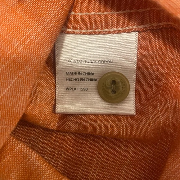 XXL WEATHERPROOF vintage orange short sleeve button down men's shirt 100% cotton - Picture 6 of 8